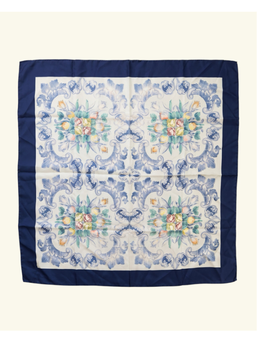 Unbranded II Foulard Della Regina Isabella Floral Silk Scarf Blue White Lge